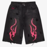 graphic distressed shorts