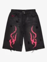 graphic distressed shorts