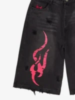 graphic distressed shorts