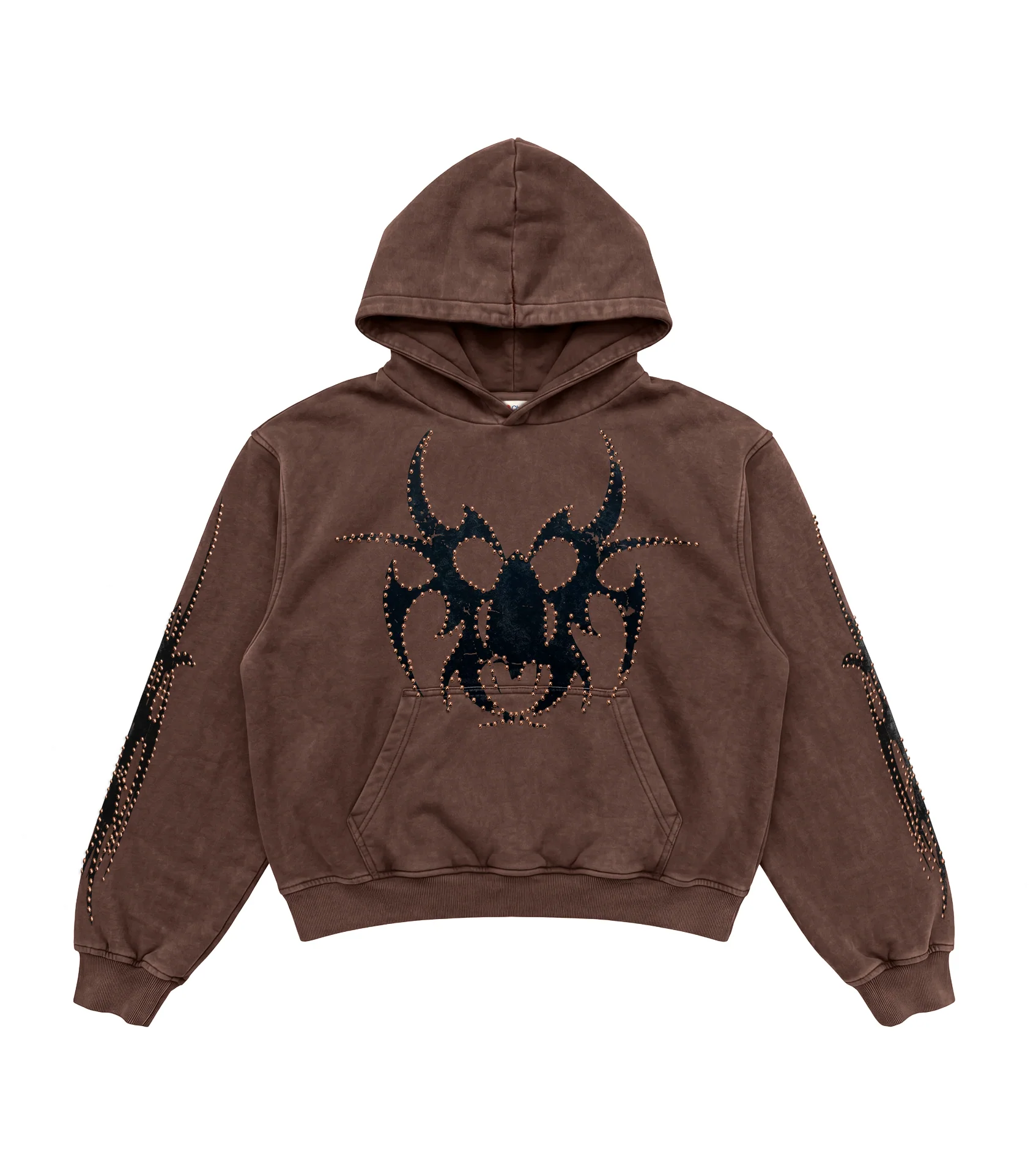 Chew-Brown-Rose-Gold-Studded-Roach-Hoodie Chew Forever Brown Rose Gold Studded Roach Hoodie