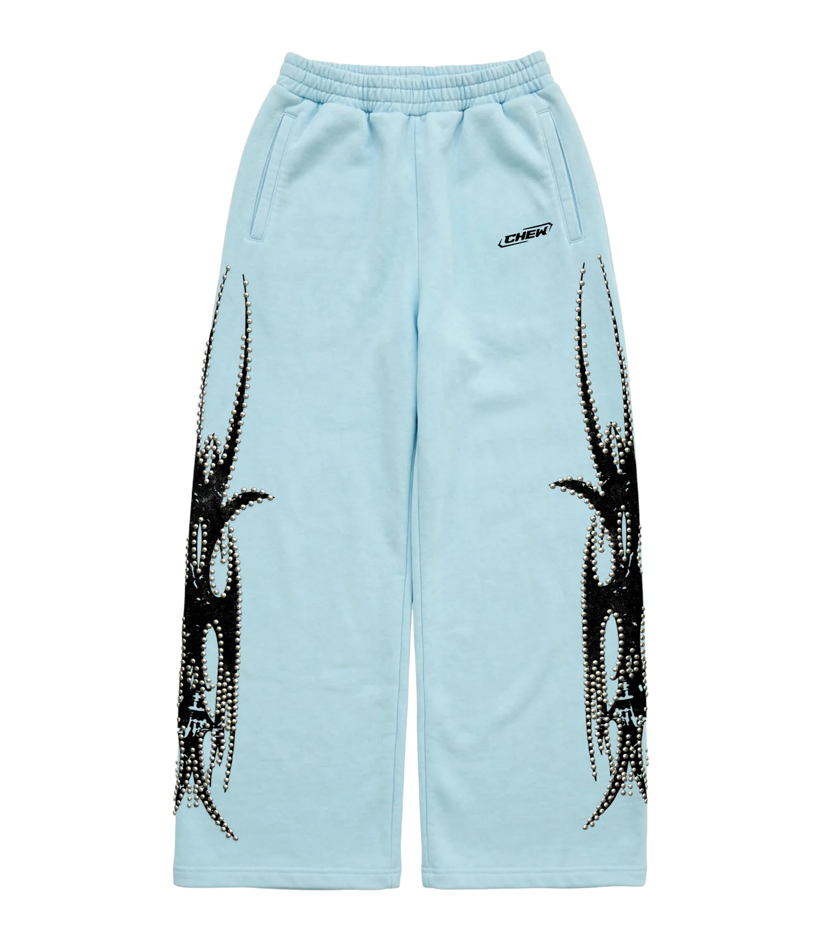 Chew-Forever-Blue-Silver-Studded-Sweatpants-1 Chew Forever Blue Silver Studded Sweatpants