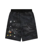Black Camouflage-Print Shorts