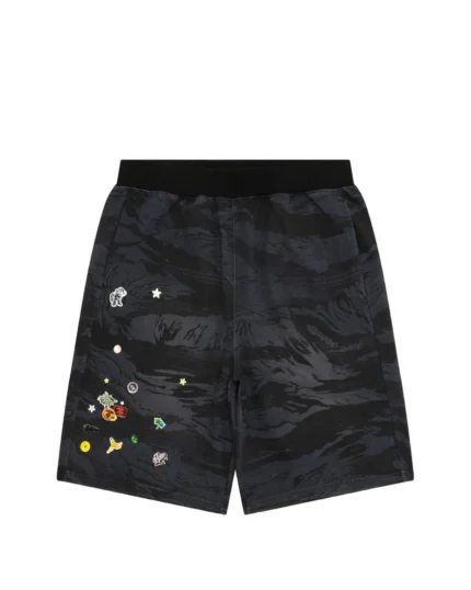 Black Camouflage-Print Shorts
