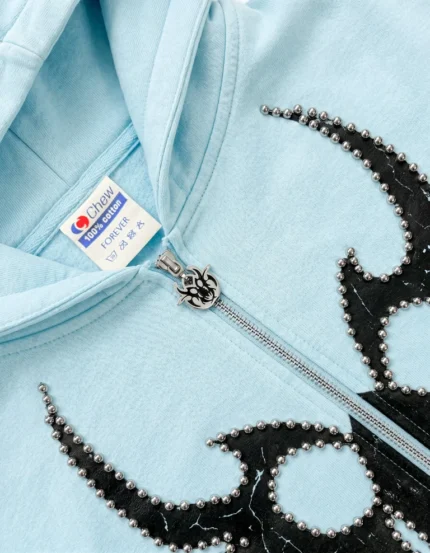 Chew Forever Blue Silver Studded Roach Zip-Up