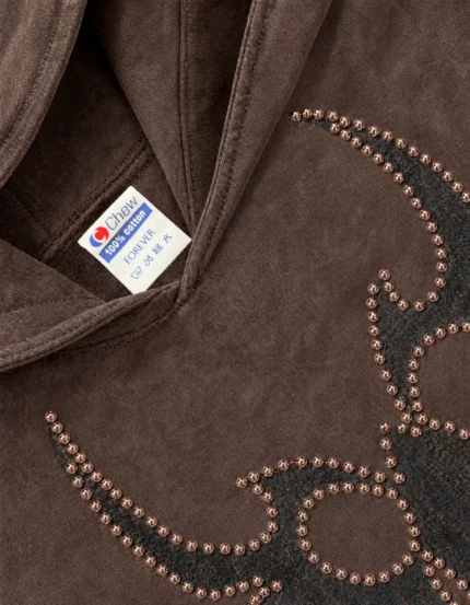 Chew Forever Brown Rose Gold Studded Roach Hoodie