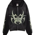 Black Graphic Zip-Up Hoodie