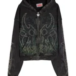 Black Static Roach Studded Hoodie