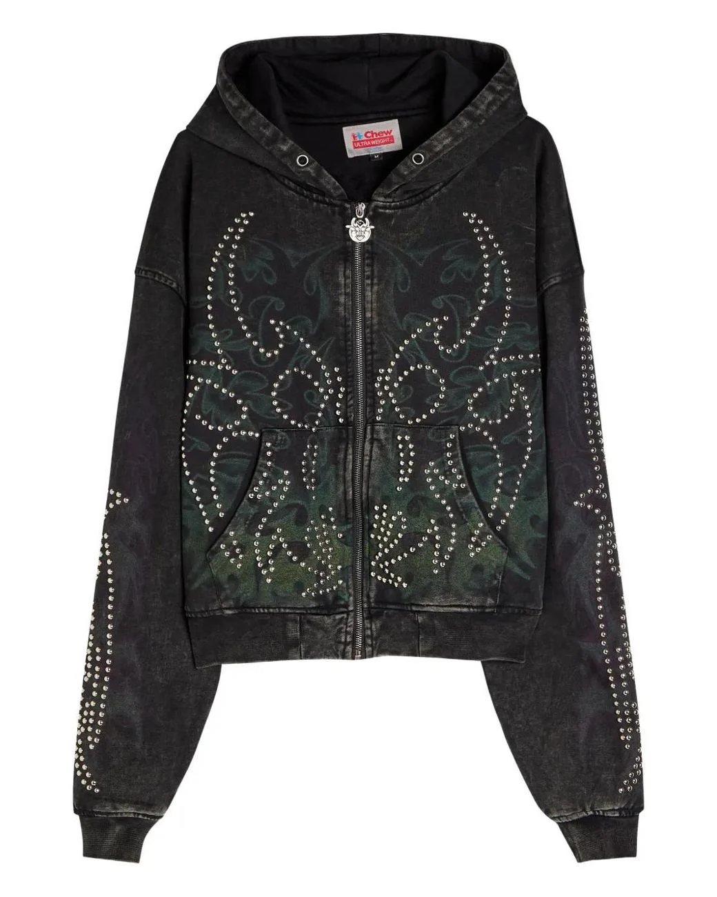 chew-forever-black-Static-Roach-Studded-Hoodie Black Static Roach Studded Hoodie