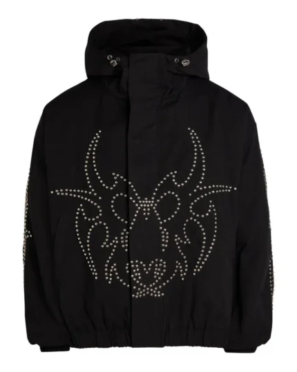 Black Veste Cloutée À Capuche