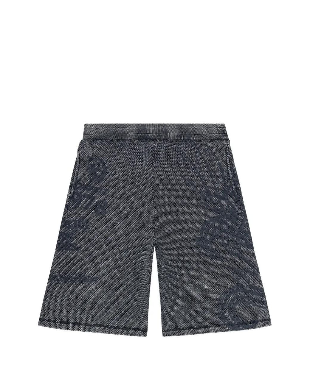 diesel-grey-Graphic-Print-Shorts Gray Graphic-Print Shorts